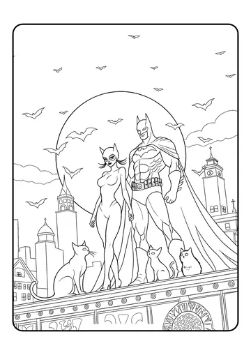 Moonlit Walk With Catwoman coloring page
