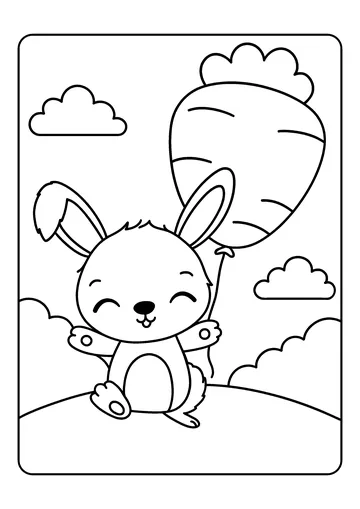 Kawaii Carrot Balloon coloring page