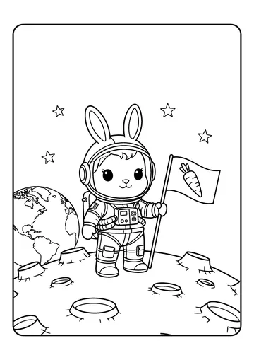 Moonwalk Bunny (astronaut) coloring page