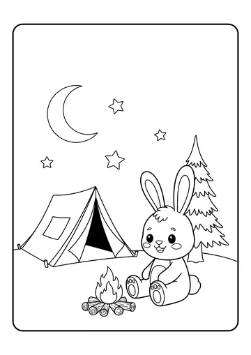 Cozy Camp Night coloring page
