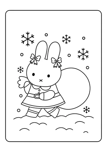 Snow Walk Miffy With Gift Sack coloring page