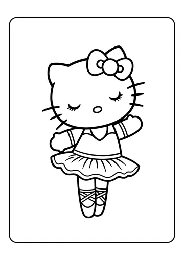 Hello Kitty as a Ballerina coloring page