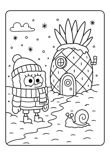 Winter at the Pineapple coloring page