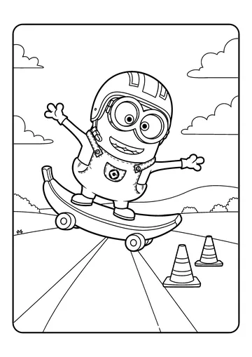 Stuart on a Banana Skate coloring page