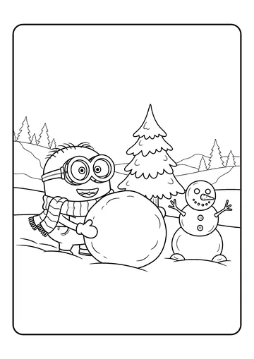 Winter Snow Minion coloring page