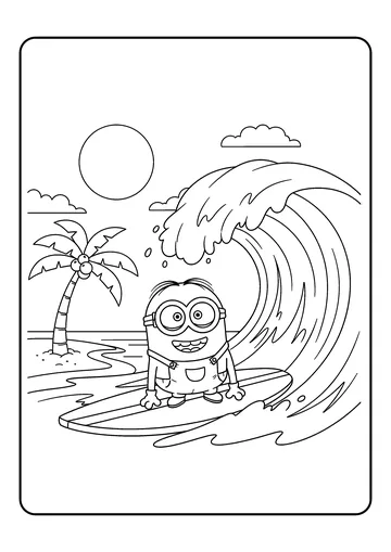 Surfer Minion coloring page