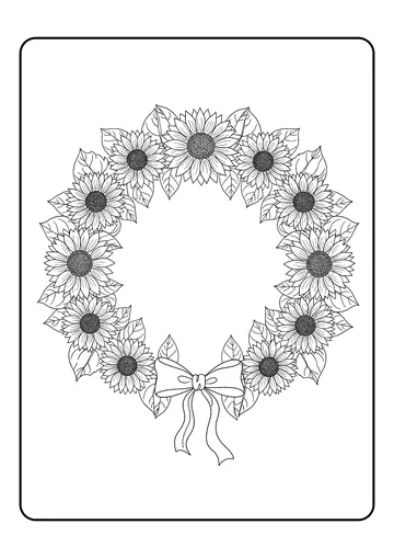Sunflower Wreath coloring page