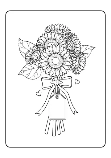 Sunflower Bouquet coloring page