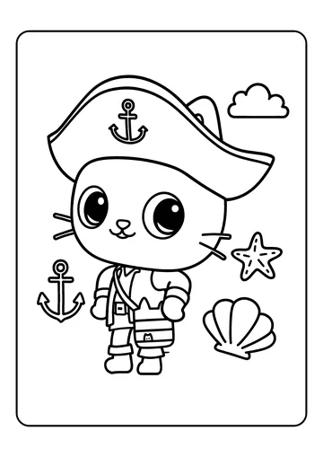 Pandy Paws Pirate Captain coloring page