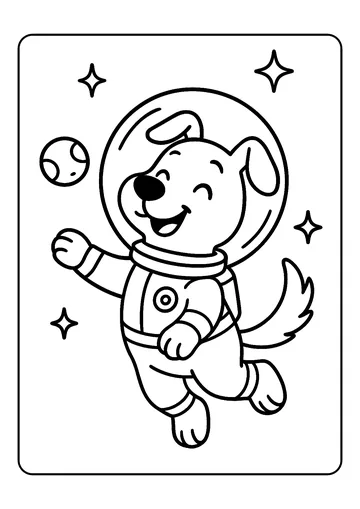 Space Dog Explorer coloring page