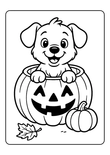 Puppy in Pumpkin Costume coloring page