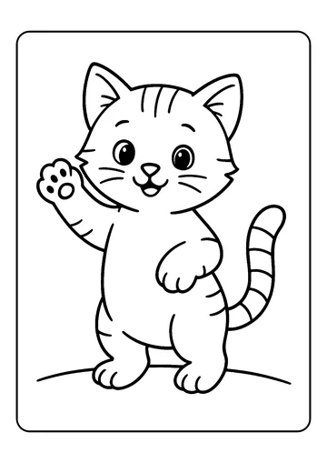 Standing Kitten With One Paw Raised coloring page