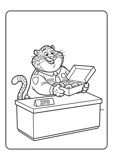 Clawhauser with Donut Box coloring page