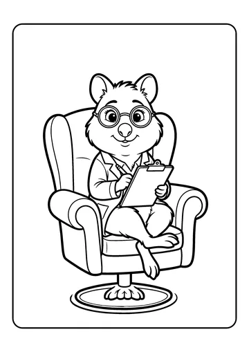 Dr. Fuzzby Iconic Chair Pose coloring page