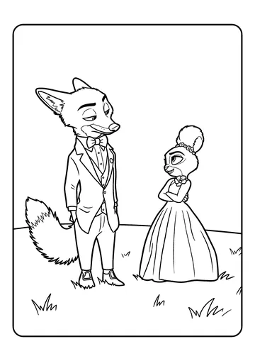 Nick and Judy in Fancy Clothes coloring page