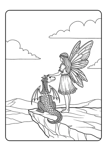 Cliffside Dragon Guardian coloring page