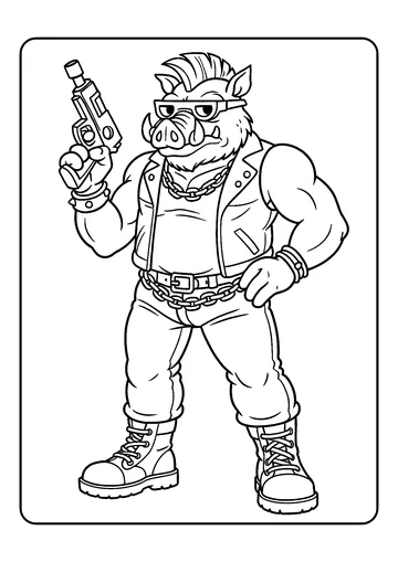 Bebop tough pose with blaster coloring page