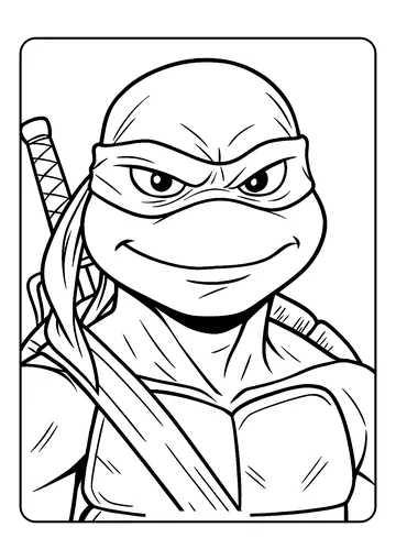 Close-up of Raphael’s intense face coloring page