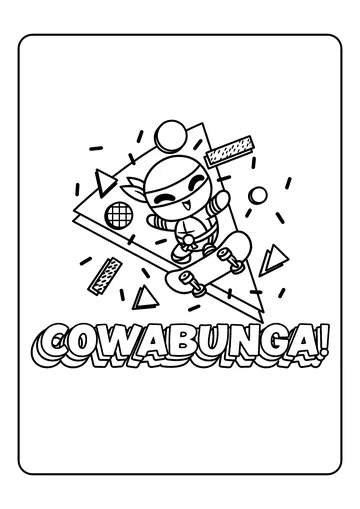 Michelangelo Cowabunga skateboard fun coloring page