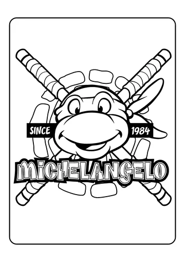 Michelangelo since 1984 badge coloring page