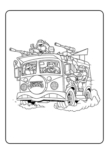 party van on the move coloring page