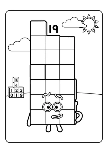 Nineteen Climb Up Shape coloring page