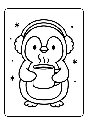 Penguin With a Big Mug coloring page