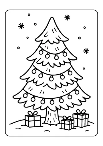 Pine Tree With Winter Lights coloring page