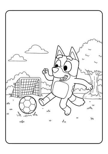 Bluey Playing Soccer coloring page