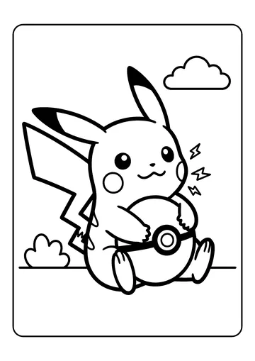 Pikachu and the Poké Ball coloring page