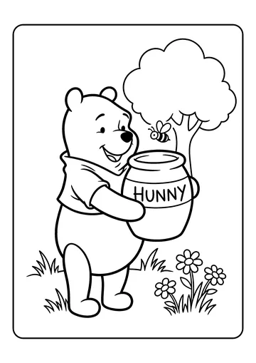 Pooh and a Big Hunny Jar coloring page