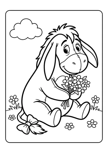 Eeyore and a Small Bouquet coloring page