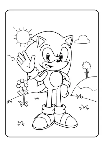 Sonic Waving Hello coloring page