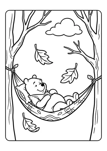 Pooh in a Hammock coloring page