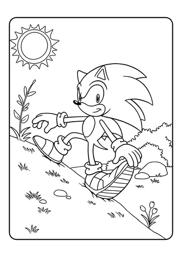Sonic Climbing a Hill coloring page
