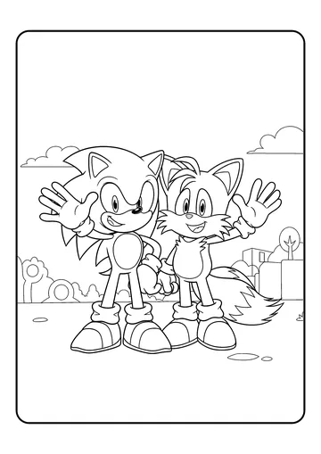 Tails Waving Beside coloring page