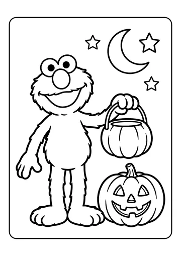 Elmo’s Pumpkin Night coloring page