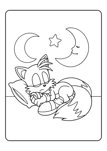 Tails Sleeping Peacefully coloring page