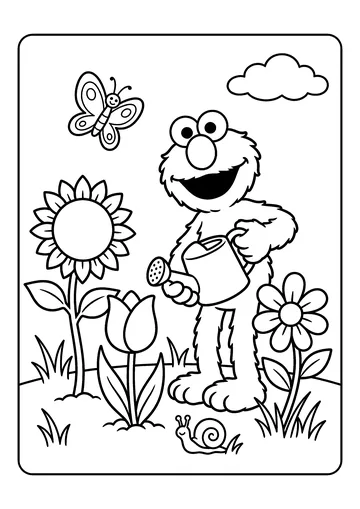 Waters the Flowers coloring page
