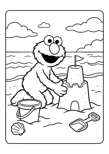 Elmo at the Beach coloring page