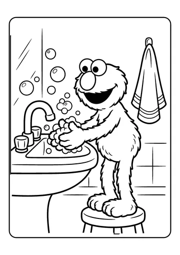 Washes Hands coloring page