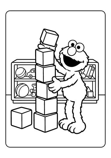 Builds a Block Tower coloring page