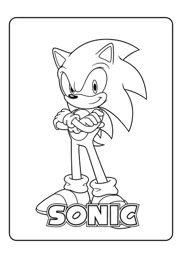 Confident Sonic With Crossed Arms coloring page