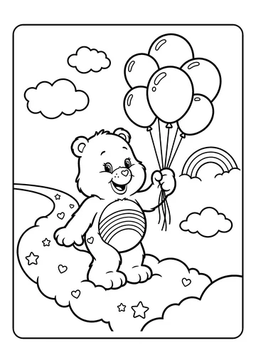 Cheer Bear Balloon Smile coloring page