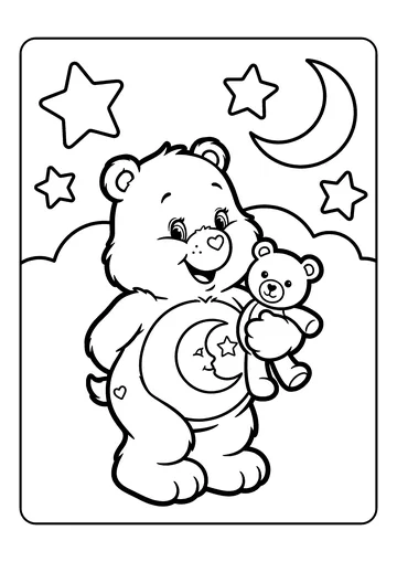 Bedtime Bear Lullaby Night coloring page