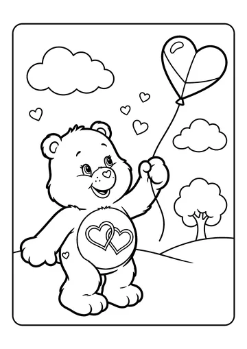 Love-a-Lot Bear Heart Kite coloring page