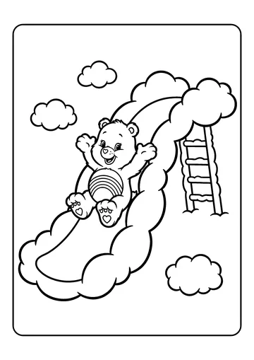 Cheer Bear Cloud Slide coloring page