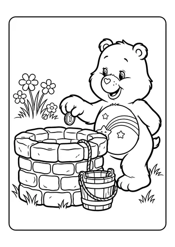 Wish Bear Wishing Well coloring page
