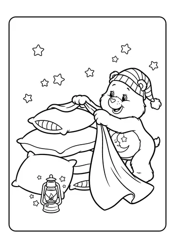 Bedtime Bear Pillow Fort coloring page