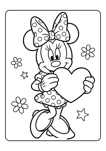 Minnie Holding a Heart coloring page